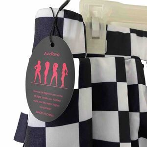 Avidlove Checkered Women’s Fashion Plate Black & Write Mini Dolls Skirts SizeXXL